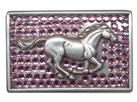 Pink Bling buckle with Running horse